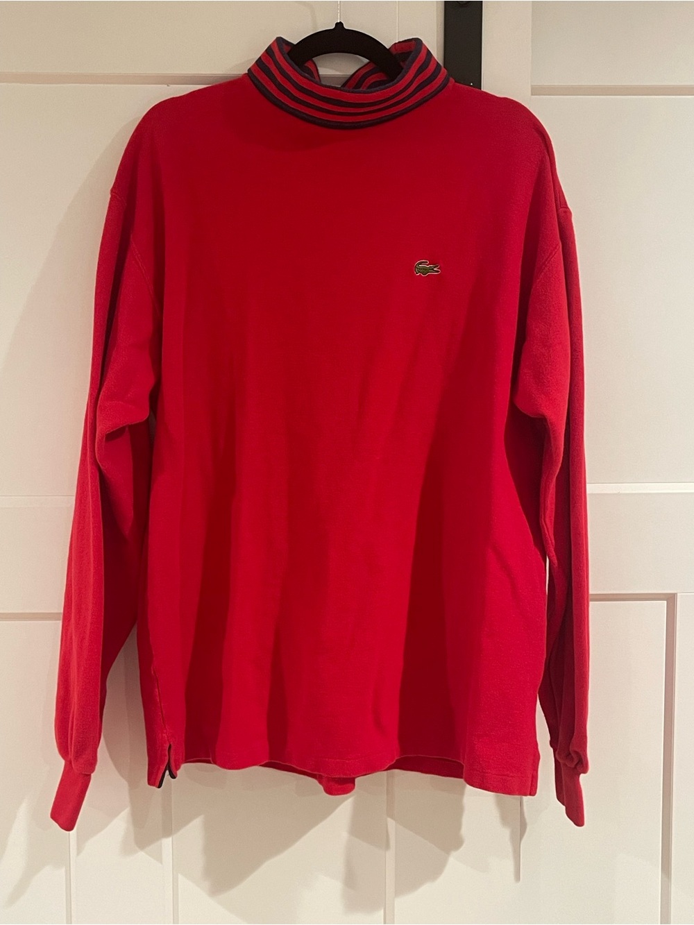 Vintage Lacoste Red Long-Sleeve Mock Neck Shirt